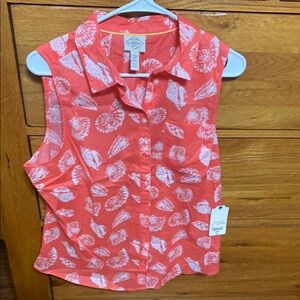St. John’s Bay Coral Sleeveless Button Down Blouse